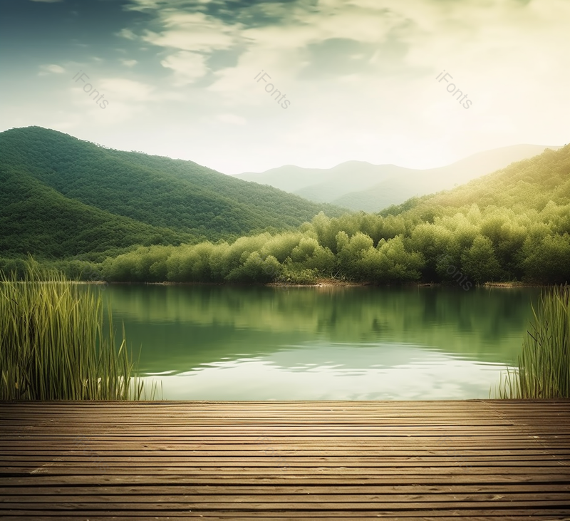 绿色自然风景森林水草木板背景,高清,摄影图,摄影图片,图片大全,摄影图免费下载